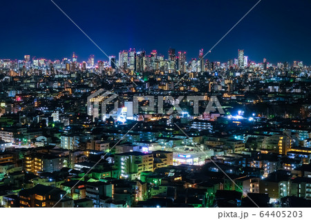 東京 夜景 練馬区役所 展望ロビーから 新宿方面 64405203