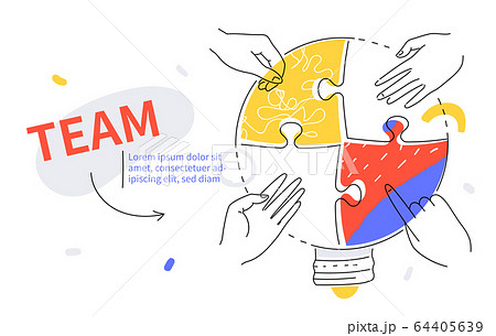 Efficient Teamwork Colorful Line Design Style のイラスト素材