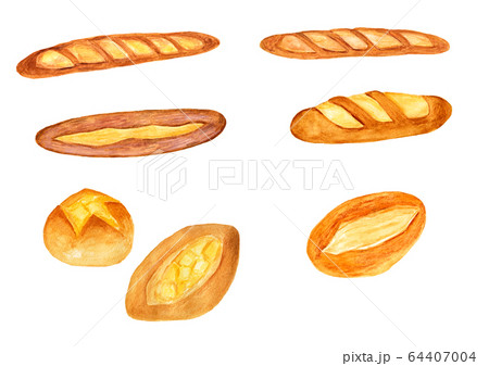 フランスパン 水彩画 のイラスト素材