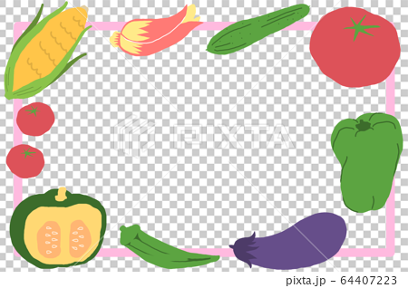 夏野菜 コピースペース ピンクのイラスト素材