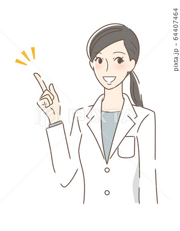 笑顔で指をさす女性 64407464