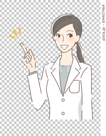 笑顔で指をさす女性 64407464
