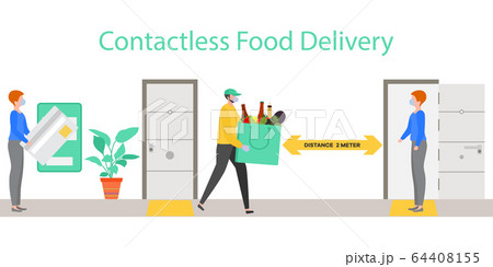 Coronavirus COVID-19 Contactless delivery People Coronavirus COVID-19 Contactless delivery People 64408155