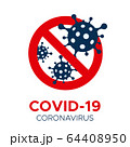 Coronavirus COVID-19 vector prohibition sign, flat 64408950