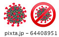 Coronavirus cell with red prohibit sign isolated 64408951