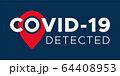 Coronavirus COVID-19 with map pin locator, vector 64408953