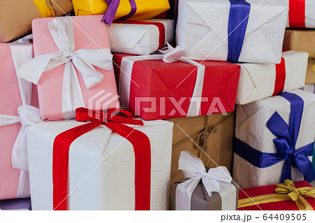 festive background Christmas birthday gifts new year 64409505