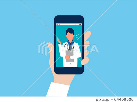 医師のオンライン診療のイラストイメージ 医師のオンライン診療のイラストイメージ 64409606