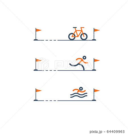 Set of sports icons for triathlon 64409963