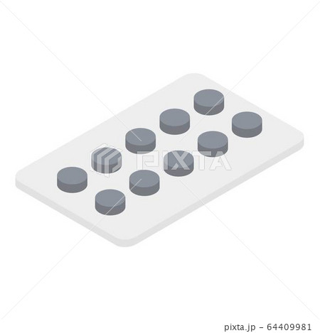 Blister with pills icon, isometric style 64409981