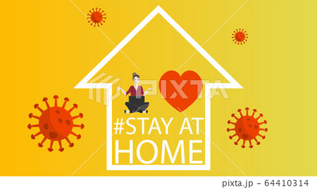 Vector Coronavirus prevention campaign of stay at 64410314