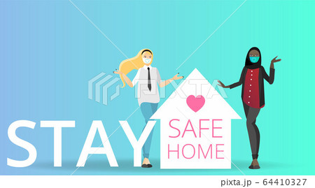 Vector Coronavirus prevention campaign of stay at Vector Coronavirus prevention campaign of stay at 64410327