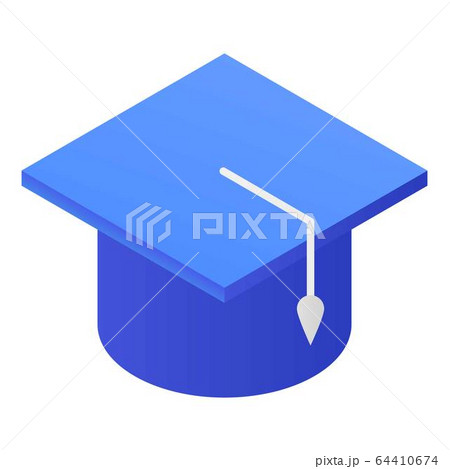 Blue academic cap icon, isometric style Blue academic cap icon, isometric style 64410674