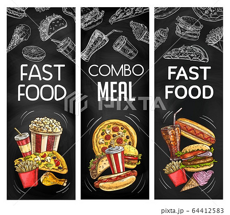 Fasst food chalkboard black banners 64412583