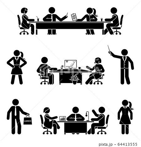 Stick Figure Office Man And Woman At Business のイラスト素材 Stick Figure Office Man And Woman At Business のイラスト素材