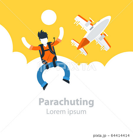 Parachute jumping, man in sky 64414414