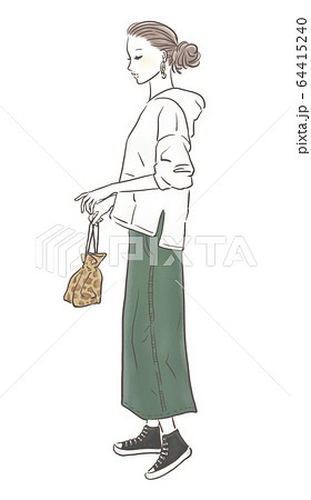 Fashion Woman Whole Body Casual Hoodie Stock Illustration