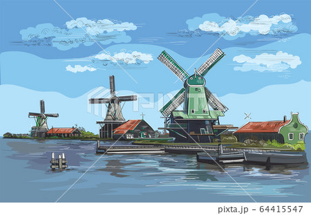Colorful vector hand drawing Holland 2 Colorful vector hand drawing Holland 2 64415547