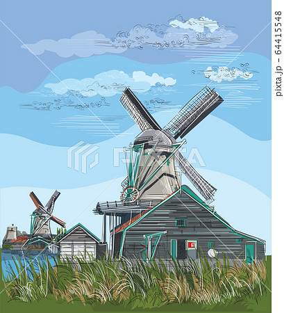 Colorful vector hand drawing Holland 3 64415548