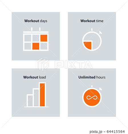 Daily sport activity icons set 64415564