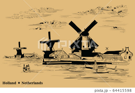 Brown vector hand drawing Holland 2 64415598