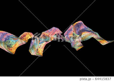 Abstract swirl colorful flame or Beautiful wavy smoke isolated over black background overlay. Fresh eco vawy set collection 64415837