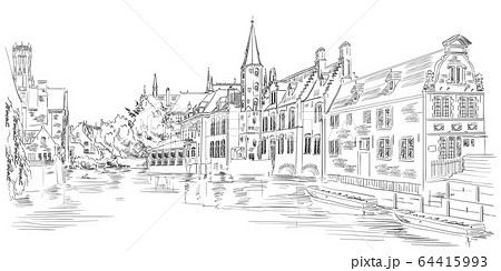 View on Rozenhoedkaai water canal in Bruges, 64415993