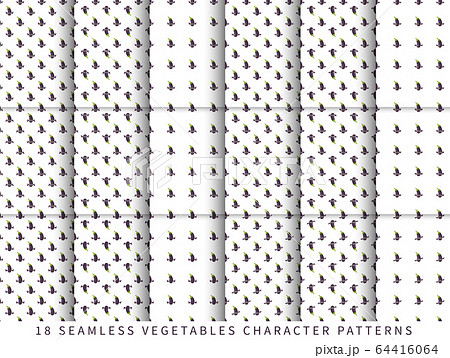 Set of vector seamless pattern with cute cartoon 64416064