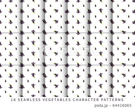 Set of vector seamless pattern with cute cartoon 64416065
