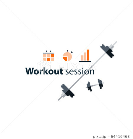 Sport gym workout session banner with icons 64416468