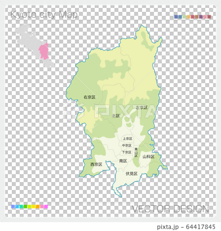 京都京都市地图 等高线 图库插图