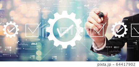 Quality control approval with businessman Quality control approval with businessman 64417902