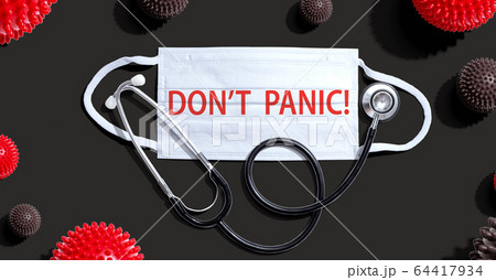 Dont Panic theme with mask and stethoscope Dont Panic theme with mask and stethoscope 64417934