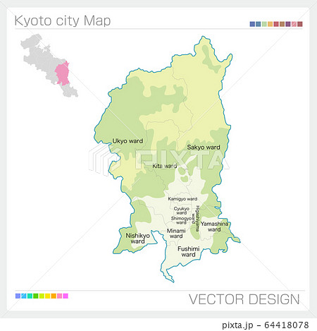 京都市の地図・Kyoto city（等高線）のイラスト素材 [64418078] - PIXTA