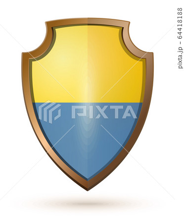 Shield painted in the color of the flag of Ukraine Shield painted in the color of the flag of Ukraine 64418188