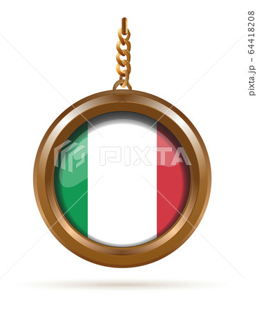 Gold medallion with Italian flag. Vector illustration Gold medallion with Italian flag. Vector illustration 64418208