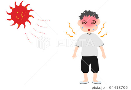 熱中症でめまいを起こす男の子のイラスト 64418706