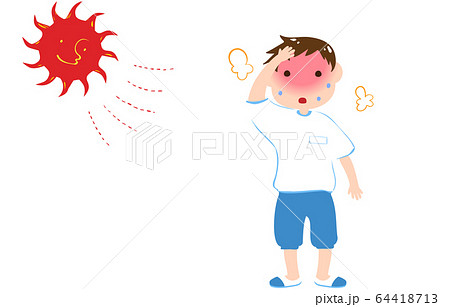熱中症をおこしそうな男の子のイラスト 熱中症をおこしそうな男の子のイラスト 64418713