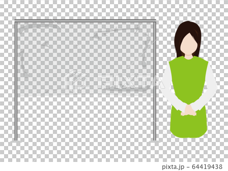 透明フィルムと謝る女性 64419438