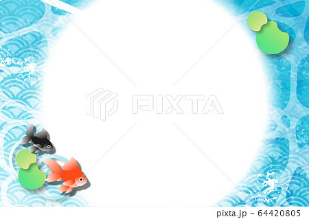 金魚 夏 水中 背景素材 フレームのイラスト素材