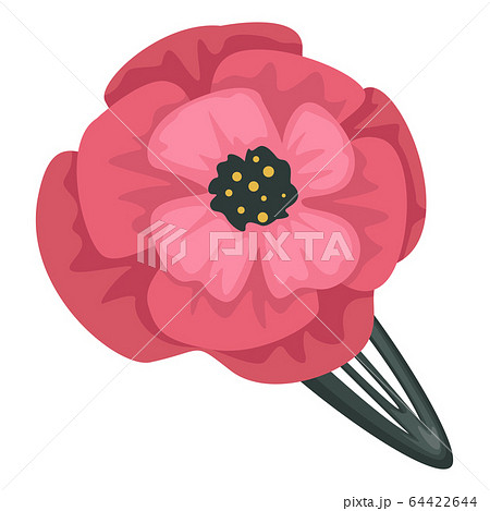 Barrette with poppy flower decoration, female hair accessory Barrette with poppy flower decoration, female hair accessory 64422644