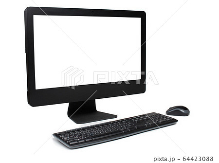 Widescreen business computer with blank screen 64423088