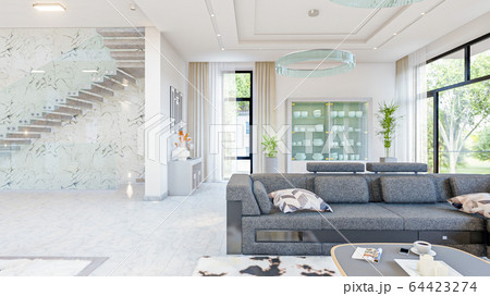 living room interior 3d illustration 64423274