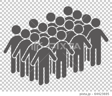 四列に並んでいる人々 64423695