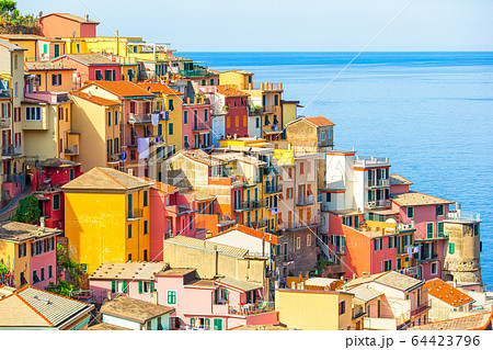 Typical houses in small town in Liguria 64423796