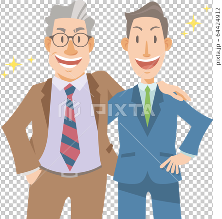 肩を組む二人のビジネスマンのイラスト素材