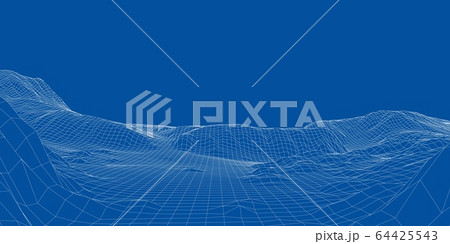 Abstract 3d wire-frame landscape. Blueprint style Abstract 3d wire-frame landscape. Blueprint style 64425543
