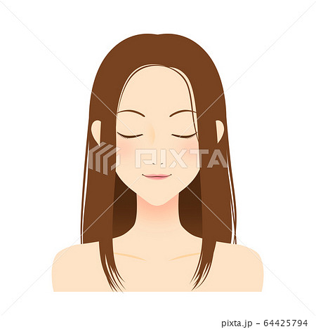 女性　美容　ロングヘア　イラスト 64425794