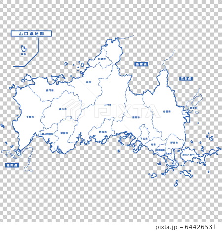 山口県地図 シンプル白地図 市区町村のイラスト素材
