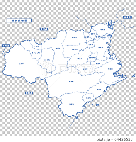 Tokushima Prefecture Map Simple White Map Municipalities 64426533